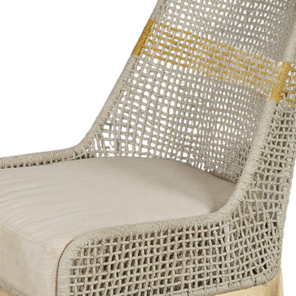 Avira Dining Chair | Handcrafted Mango Wood | Cotton Rope Weaving | Beige Cushion By The Urban Port