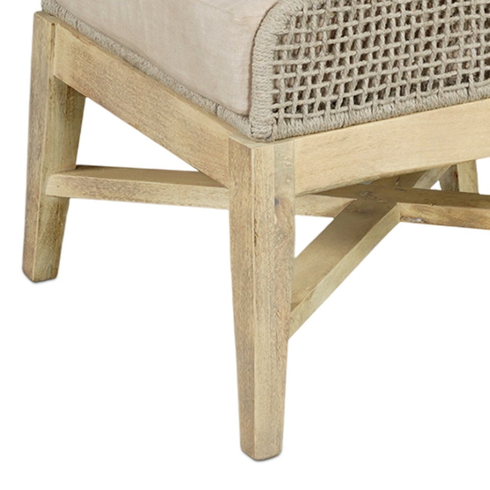 Avira Dining Chair | Handcrafted Mango Wood | Cotton Rope Weaving | Beige Cushion By The Urban Port