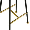 Elira 24" Backless Counter Barstool | Mango Wood Saddle Seat | Black Iron Legs | Gold Footrest By The Urban Port