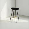Elira 24" Backless Counter Barstool | Mango Wood Saddle Seat | Black Iron Legs | Gold Footrest By The Urban Port