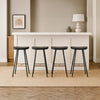 Elira 24" Backless Counter Barstool | Mango Wood Saddle Seat | Black Iron Legs | Gold Footrest By The Urban Port