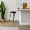 Elira 24" Backless Counter Stool with Round Mango Wood Seat | Black Iron Legs | Gold Footrest By The Urban Port