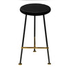 Elira 24.5 Backless Barstool with Round Mango Wood Seat | PVD Coating | Black Iron Legs | Gold Footrest By The Urban Port UPT-327536