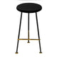 Elira 24.5 Backless Barstool with Round Mango Wood Seat | PVD Coating | Black Iron Legs | Gold Footrest By The Urban Port UPT-327536