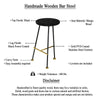 Elira 24.5 Backless Barstool with Round Mango Wood Seat | PVD Coating | Black Iron Legs | Gold Footrest By The Urban Port UPT-327536