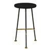 Elira 24.5 Backless Barstool with Round Mango Wood Seat | PVD Coating | Black Iron Legs | Gold Footrest By The Urban Port UPT-327536
