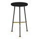 Elira 24.5 Backless Barstool with Round Mango Wood Seat | PVD Coating | Black Iron Legs | Gold Footrest By The Urban Port UPT-327536