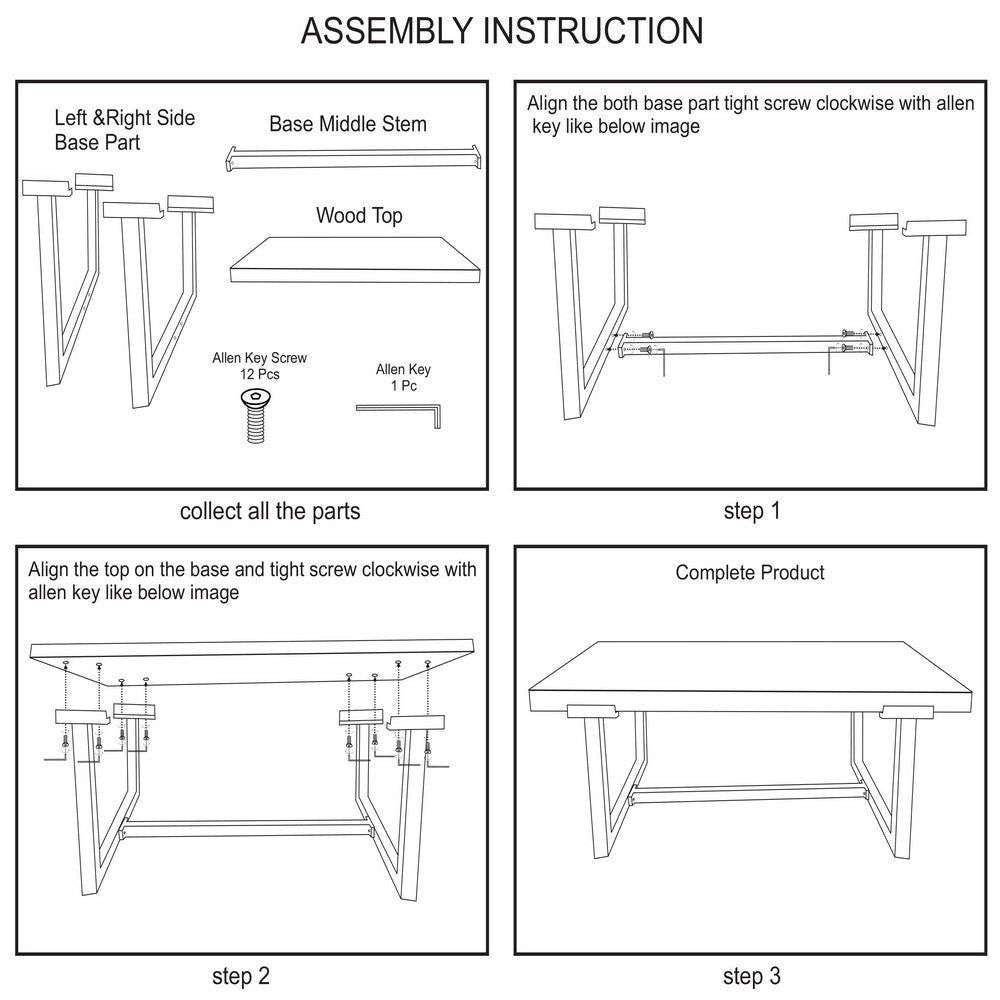 Marlon 48’’ Coffee Table | Handmade Aluminum Cast Black Frame | Natural Brown Solid Mango Wood Top By The Urban Port UPT-327662