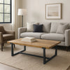 Marlon 48" Coffee Table | Handmade Aluminum Cast Black Frame | Natural Brown Solid Mango Wood Top By The Urban Port