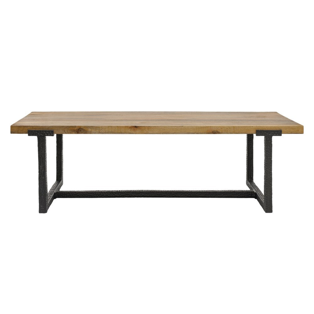 Marlon 48’’ Coffee Table | Handmade Aluminum Cast Black Frame | Natural Brown Solid Mango Wood Top By The Urban Port UPT-327662