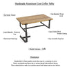Marlon 48" Coffee Table | Handmade Aluminum Cast Black Frame | Natural Brown Solid Mango Wood Top By The Urban Port