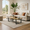 Marlon 48" Coffee Table | Handmade Aluminum Cast Black Frame | Natural Brown Solid Mango Wood Top By The Urban Port