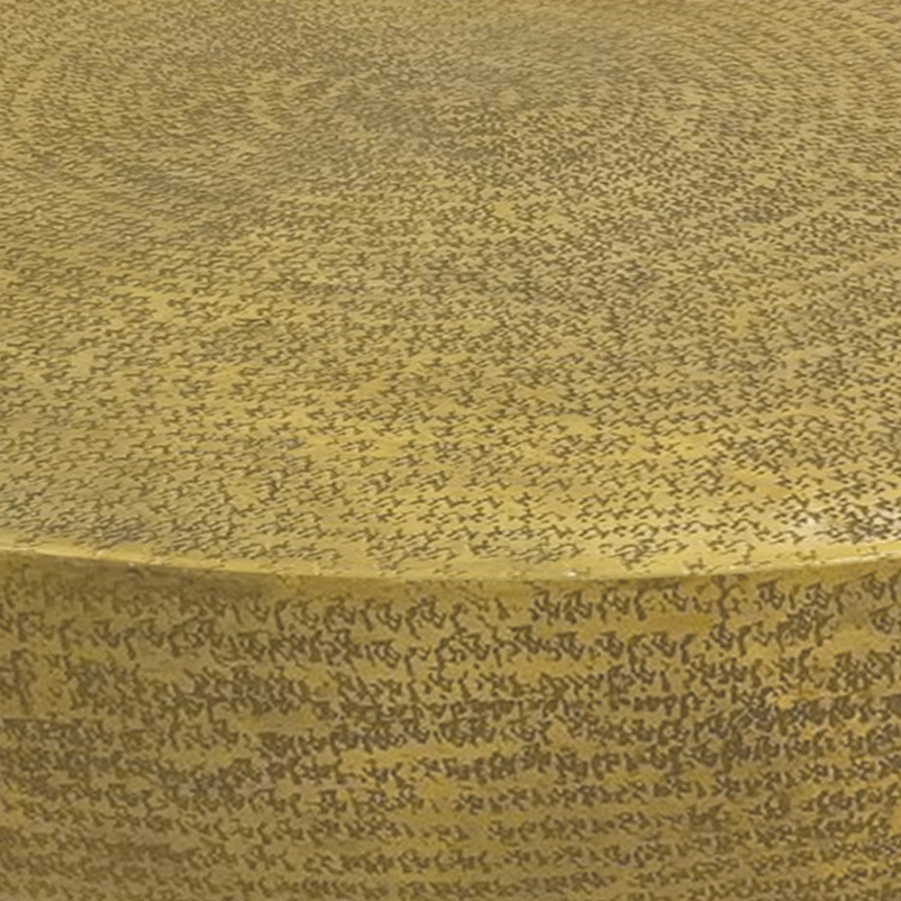 Antique Brass Coffee Table 36 Inch Round Bowl Base with Hand Etched Texture By The Urban Port UPT-327663