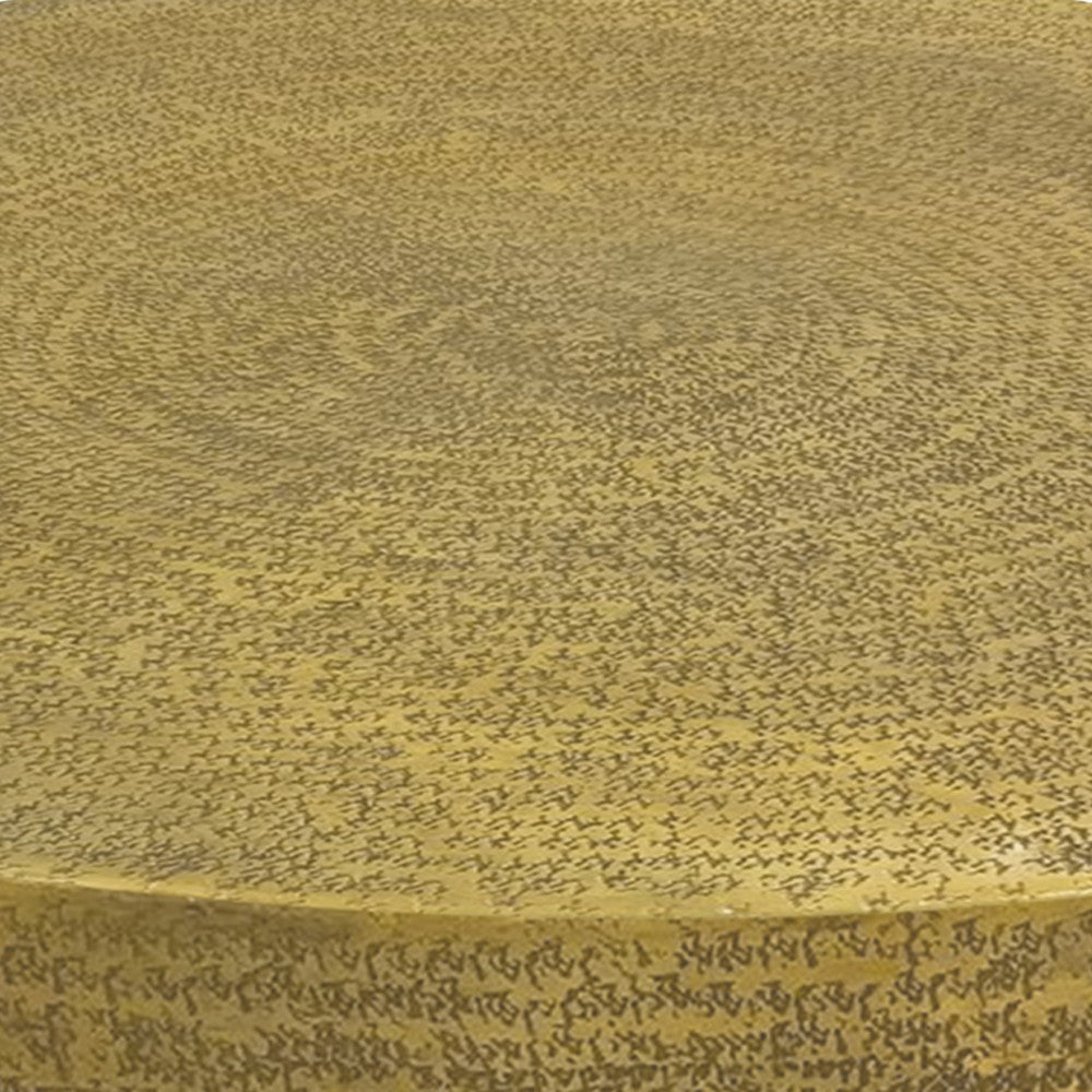 Antique Brass Coffee Table 36 Inch Round Bowl Base with Hand Etched Texture By The Urban Port UPT-327663