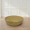 Antique Brass Coffee Table 36 Inch Round Bowl Base with Hand Etched Texture By The Urban Port UPT-327663