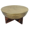 Arden Coffee Table | Round Hammered Metal Top | Mango Wood Base| Antique Brass By The Urban Port