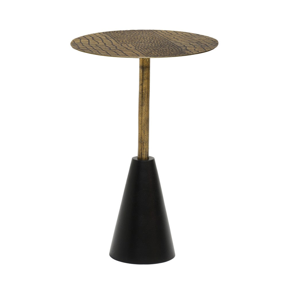 Zavra 21.5" Side End Drink Table | Aluminum Cast Craftmanship I Antique Brass with Crocodile Pattern By The Urban Port
