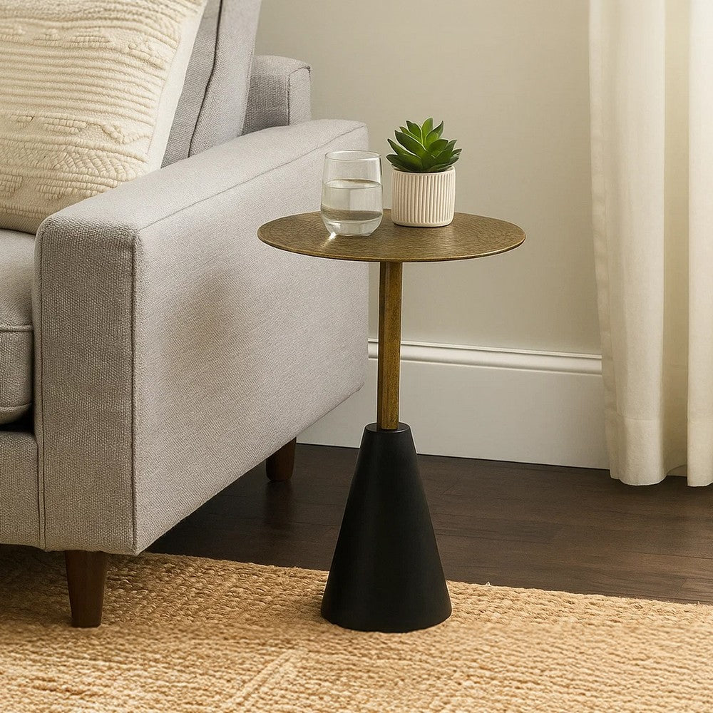 Zavra 21.5" Side End Drink Table | Aluminum Cast Craftmanship I Antique Brass with Crocodile Pattern By The Urban Port