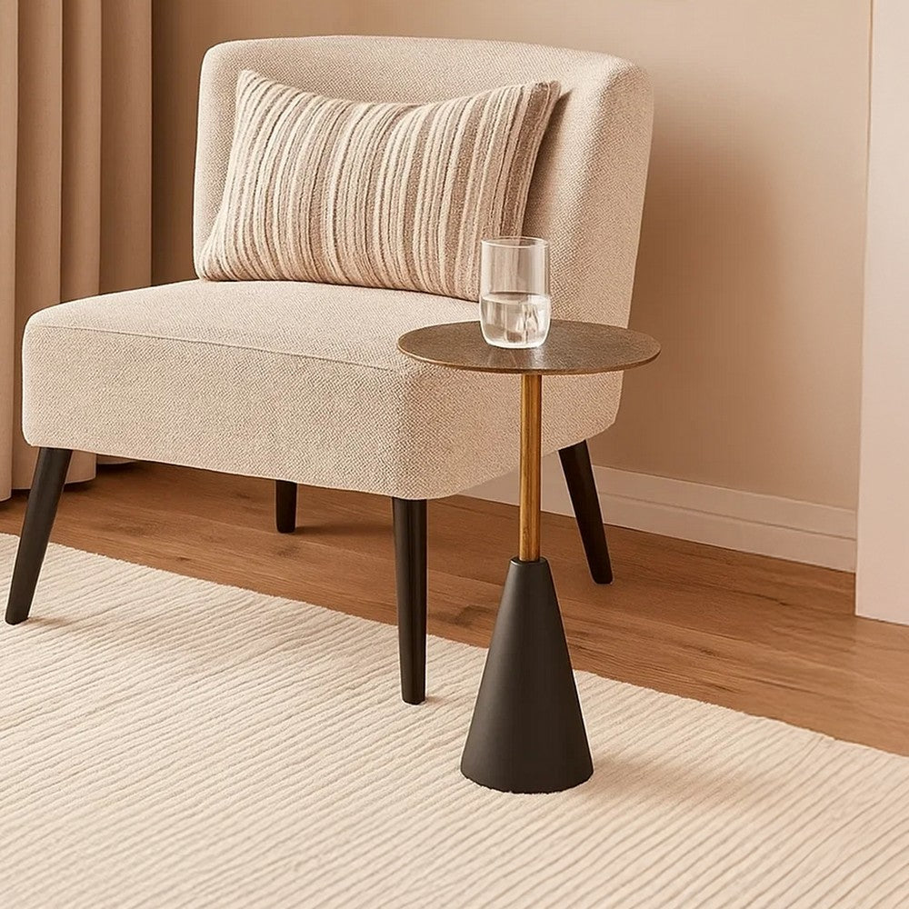 Zavra 21.5" Side End Drink Table | Aluminum Cast Craftmanship I Antique Brass with Crocodile Pattern By The Urban Port