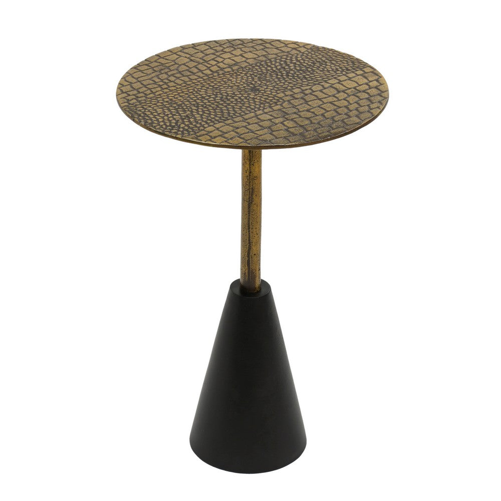 Zavra 21.5" Side End Drink Table | Aluminum Cast Craftmanship I Antique Brass with Crocodile Pattern By The Urban Port