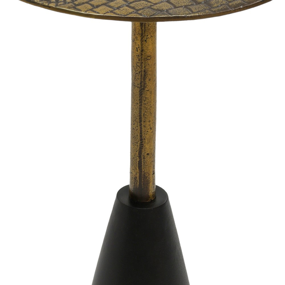 Zavra 21.5" Side End Drink Table | Aluminum Cast Craftmanship I Antique Brass with Crocodile Pattern By The Urban Port