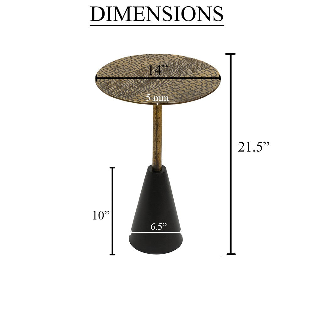 Zavra 21.5" Side End Drink Table | Aluminum Cast Craftmanship I Antique Brass with Crocodile Pattern By The Urban Port