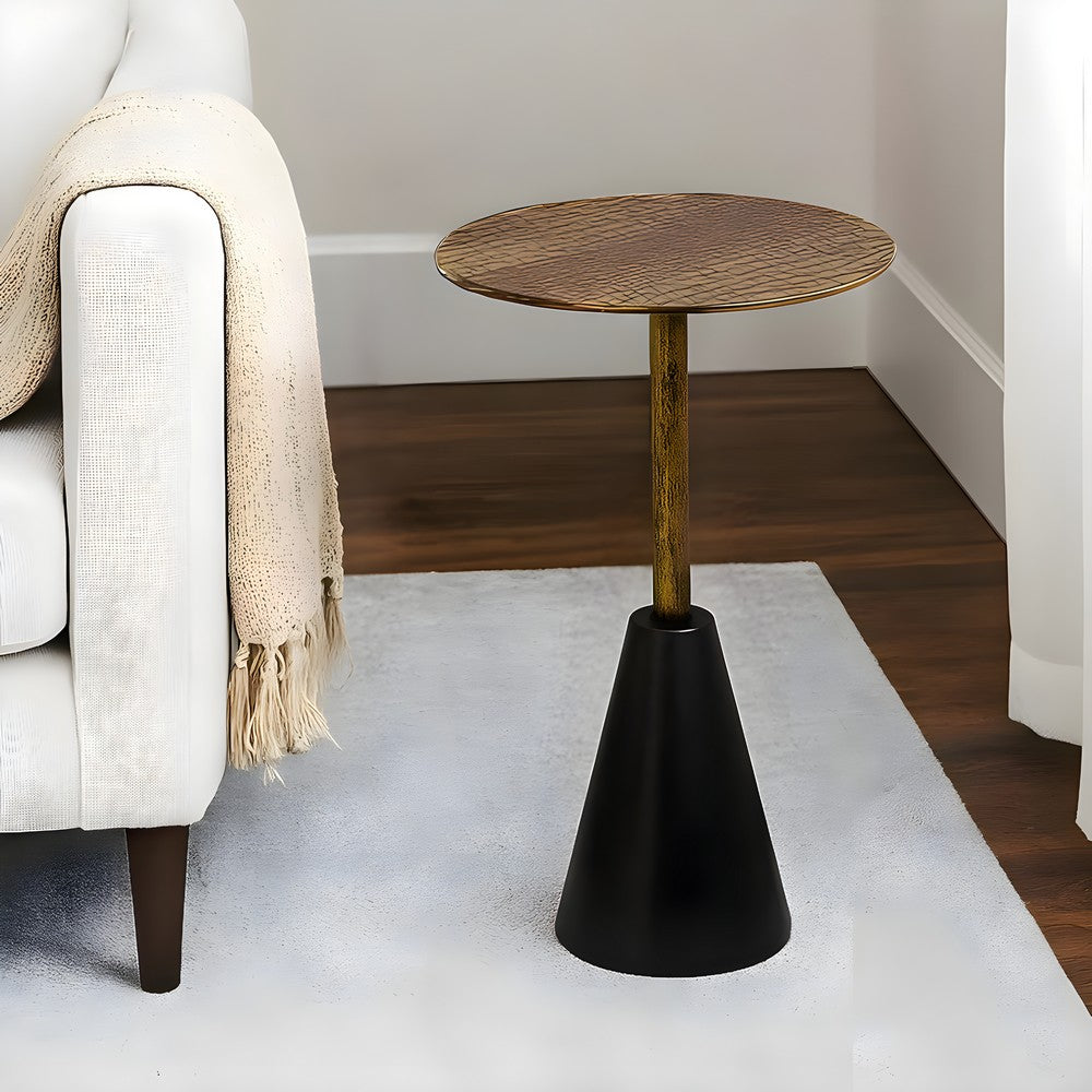 Zavra 21.5" Side End Drink Table | Aluminum Cast Craftmanship I Antique Brass with Crocodile Pattern By The Urban Port