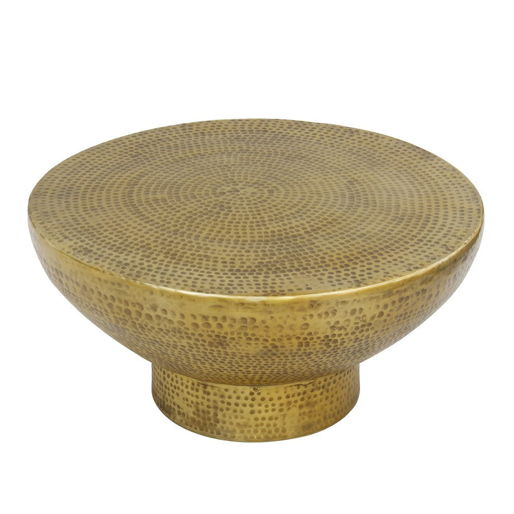 Orion Coffee Table | 32 Inch Round Martini Glass Shape |Hammered Antique Brass Finish By The Urban Port UPT-327667