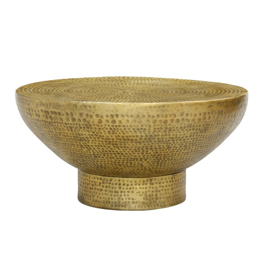 Orion Coffee Table | 32 Inch Round Martini Glass Shape |Hammered Antique Brass Finish By The Urban Port UPT-327667