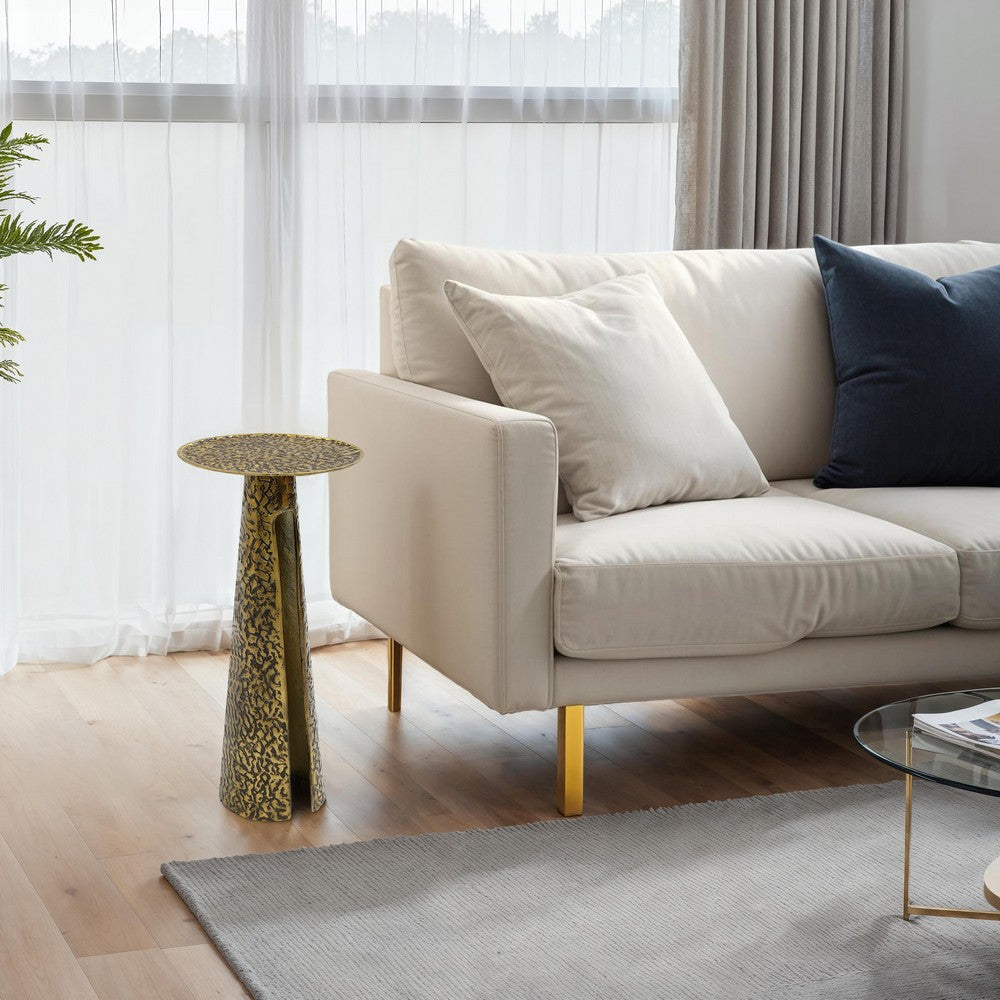 Arvyn 24" Side End Drink Table | Aluminum Cast Craftmanship I Antique Brass | Embossed Textured Finish By The Urban Port