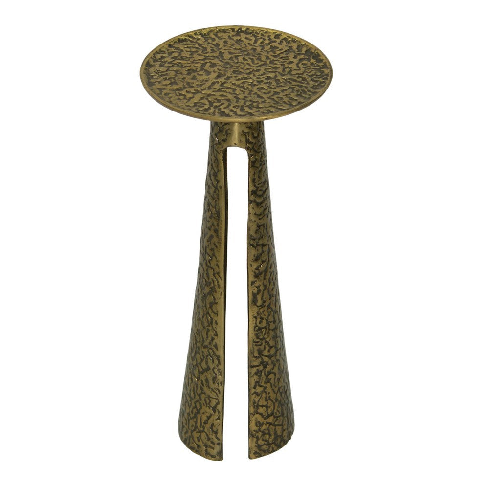 Arvyn 24’’ Side End Drink Table | Aluminum Cast Craftmanship I Antique Brass | Embossed Textured Finish By The Urban Port UPT-327668