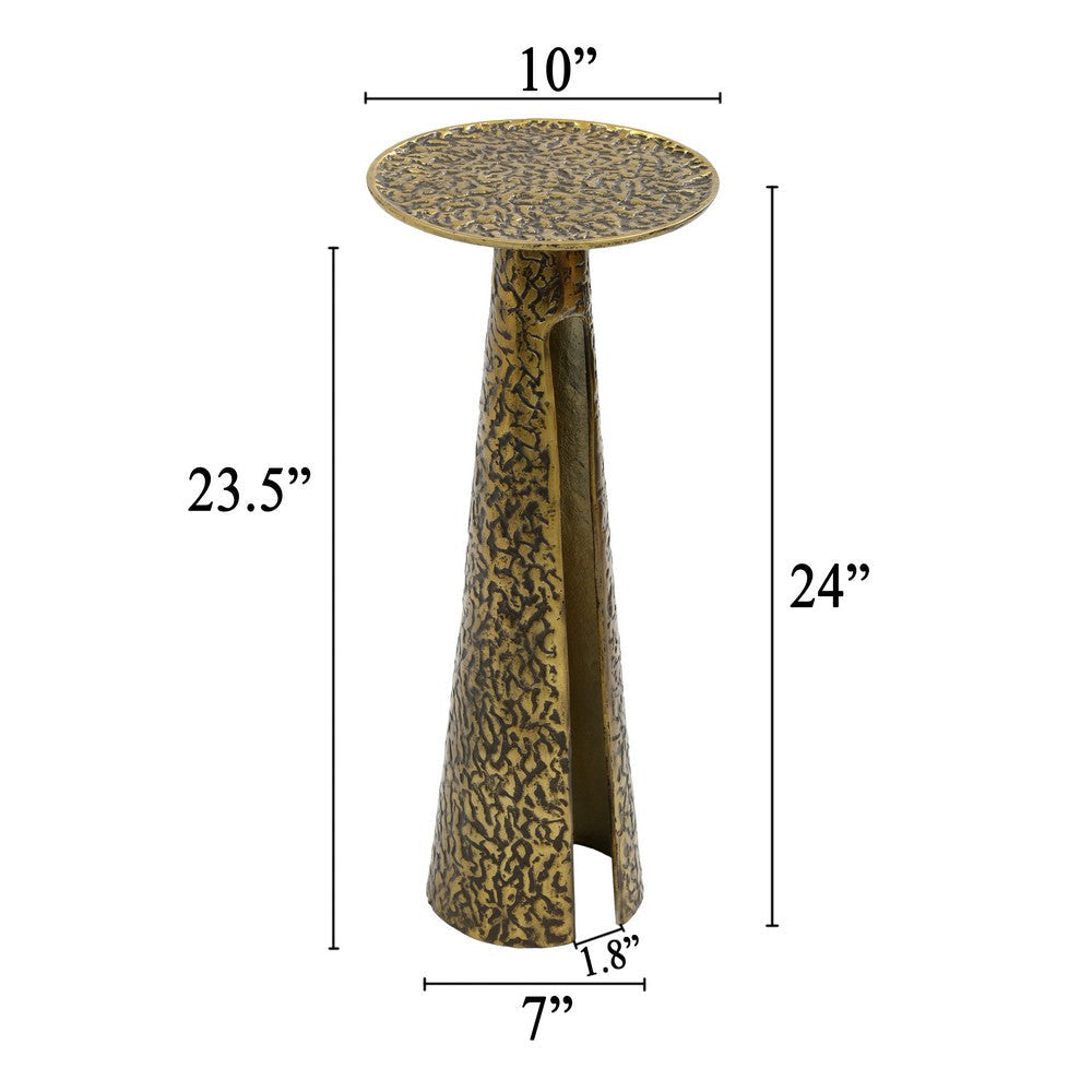 Arvyn 24’’ Side End Drink Table | Aluminum Cast Craftmanship I Antique Brass | Embossed Textured Finish By The Urban Port UPT-327668