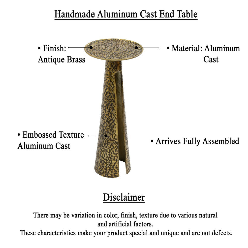 Arvyn 24’’ Side End Drink Table | Aluminum Cast Craftmanship I Antique Brass | Embossed Textured Finish By The Urban Port UPT-327668