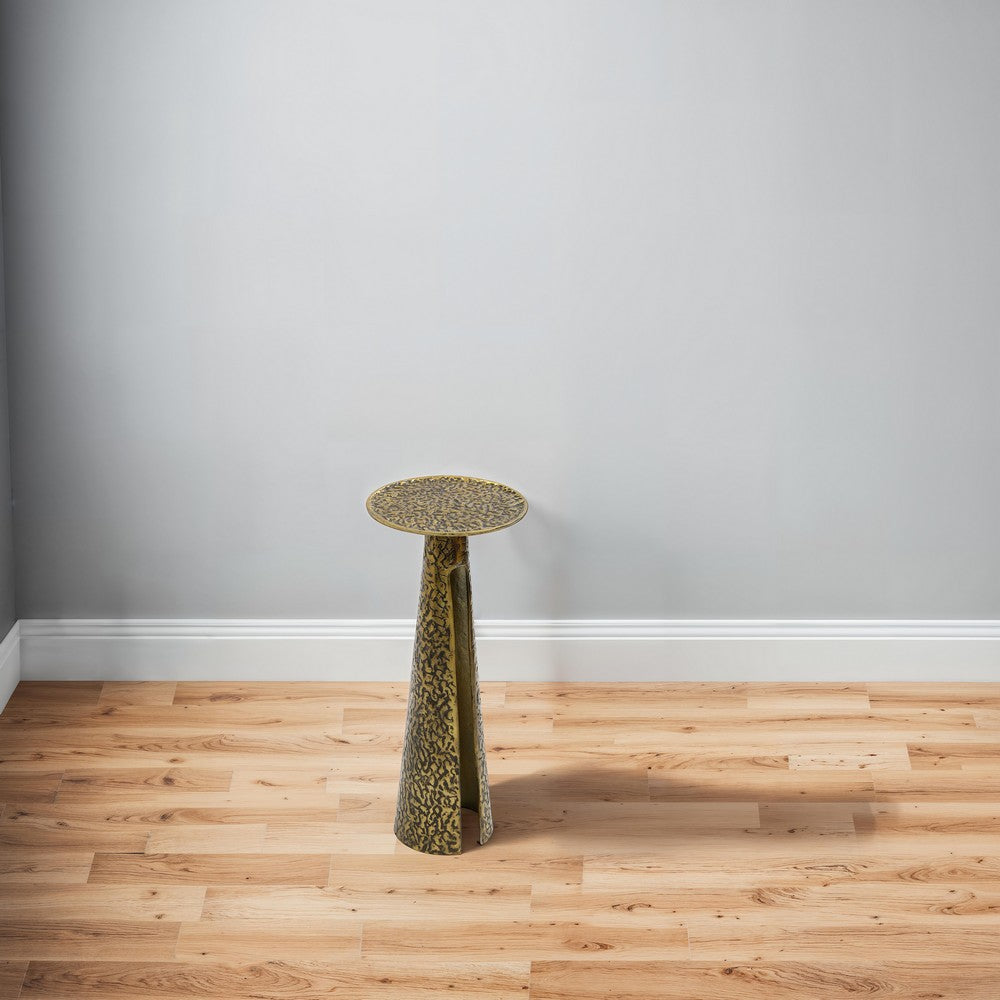 Arvyn 24’’ Side End Drink Table | Aluminum Cast Craftmanship I Antique Brass | Embossed Textured Finish By The Urban Port UPT-327668