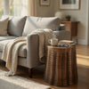 Liora 19" Round Side End Table | Handcrafted Bronze-Finish Aluminum | Textured Drape Design By The Urban Port