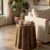 Liora 19" Round Side End Table | Handcrafted Bronze-Finish Aluminum | Textured Drape Design By The Urban Port