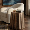 Liora 19" Round Side End Table | Handcrafted Bronze-Finish Aluminum | Textured Drape Design By The Urban Port