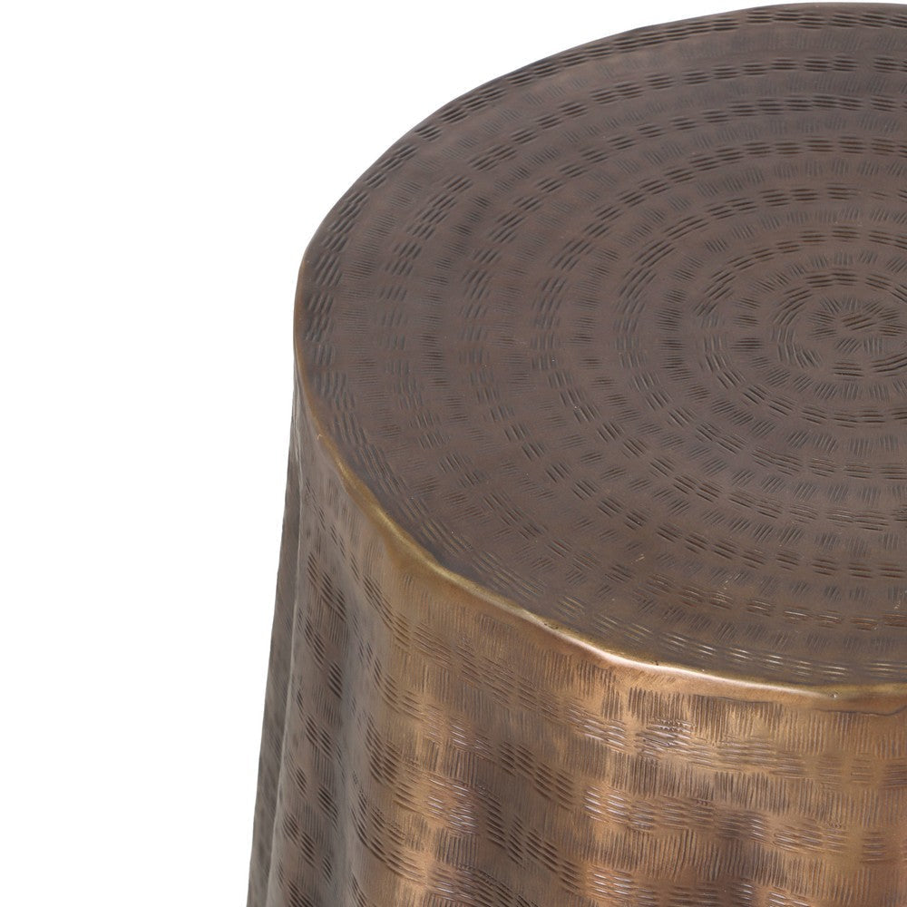 Liora 19’’ Side End Table | Handcrafted Bronze-Finish Aluminum | Hammered Round Design By The Urban Port UPT-327669