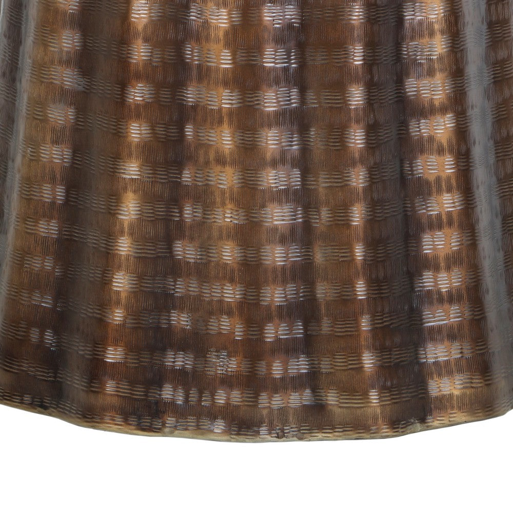 Liora 19" Round Side End Table | Handcrafted Bronze-Finish Aluminum | Textured Drape Design By The Urban Port
