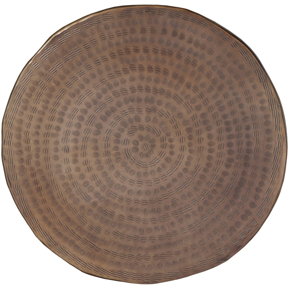 Liora 19" Round Side End Table | Handcrafted Bronze-Finish Aluminum | Textured Drape Design By The Urban Port