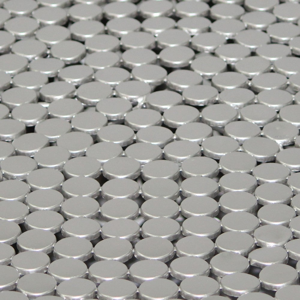 Eve 32’’ Coffee Table | Silver Metallic Beads Studded Pattern | Nickel Coated Iron Frame By The Urban Port