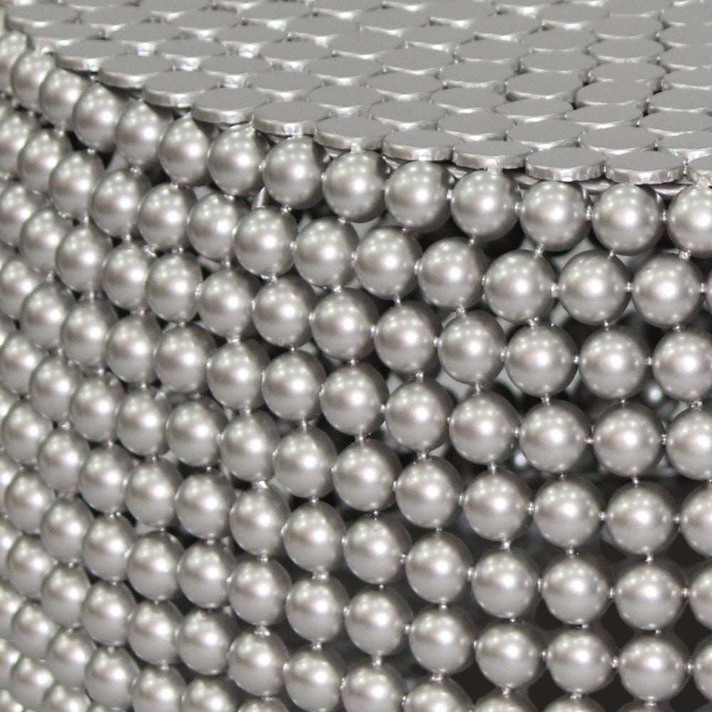 Eve 32’’ Coffee Table | Silver Metallic Beads Studded Pattern | Nickel Coated Iron Frame By The Urban Port