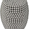 Eve 18’’ Side End Table | Silver Metallic Beads Studded Pattern | Nickel Coated Iron Frame By The Urban Port UPT-327671