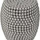 Eve 18’’ Side End Table | Silver Metallic Beads Studded Pattern | Nickel Coated Iron Frame By The Urban Port UPT-327671