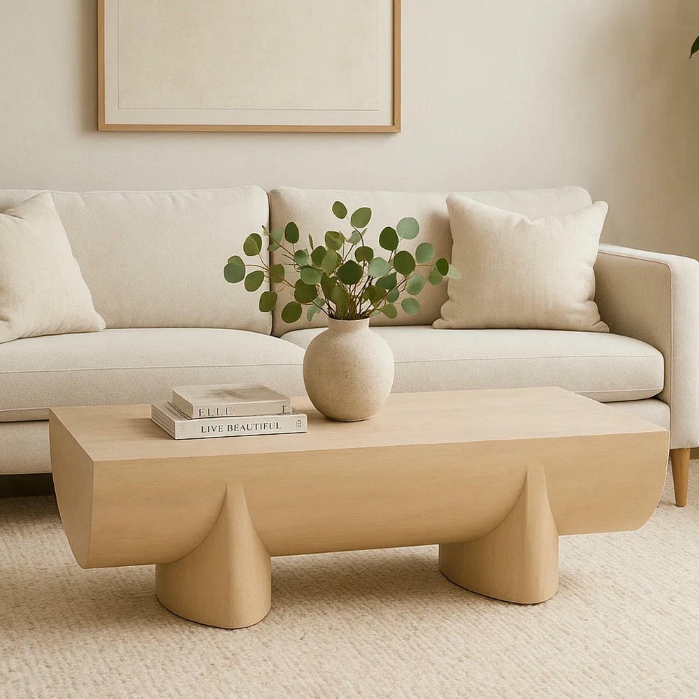 Wilhelm Coffee Table | 48" Log Design | Natural Mango Wood Hand Crafted By The Urban Port