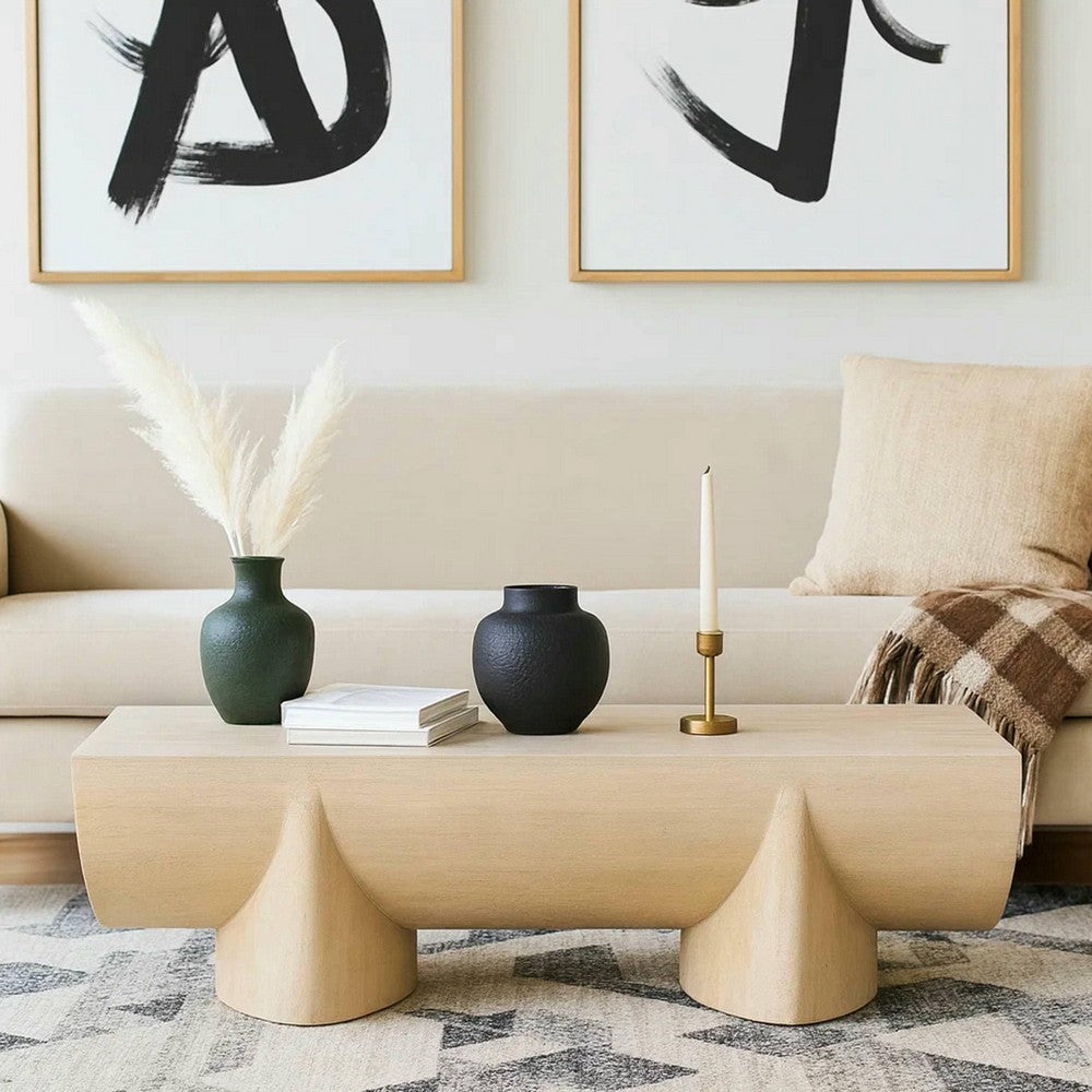 Wilhelm Coffee Table | 48" Log Design | Natural Mango Wood Hand Crafted By The Urban Port