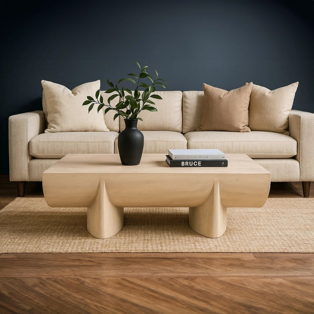 Wilhelm Coffee Table | 48" Log Design | Natural Mango Wood Hand Crafted By The Urban Port