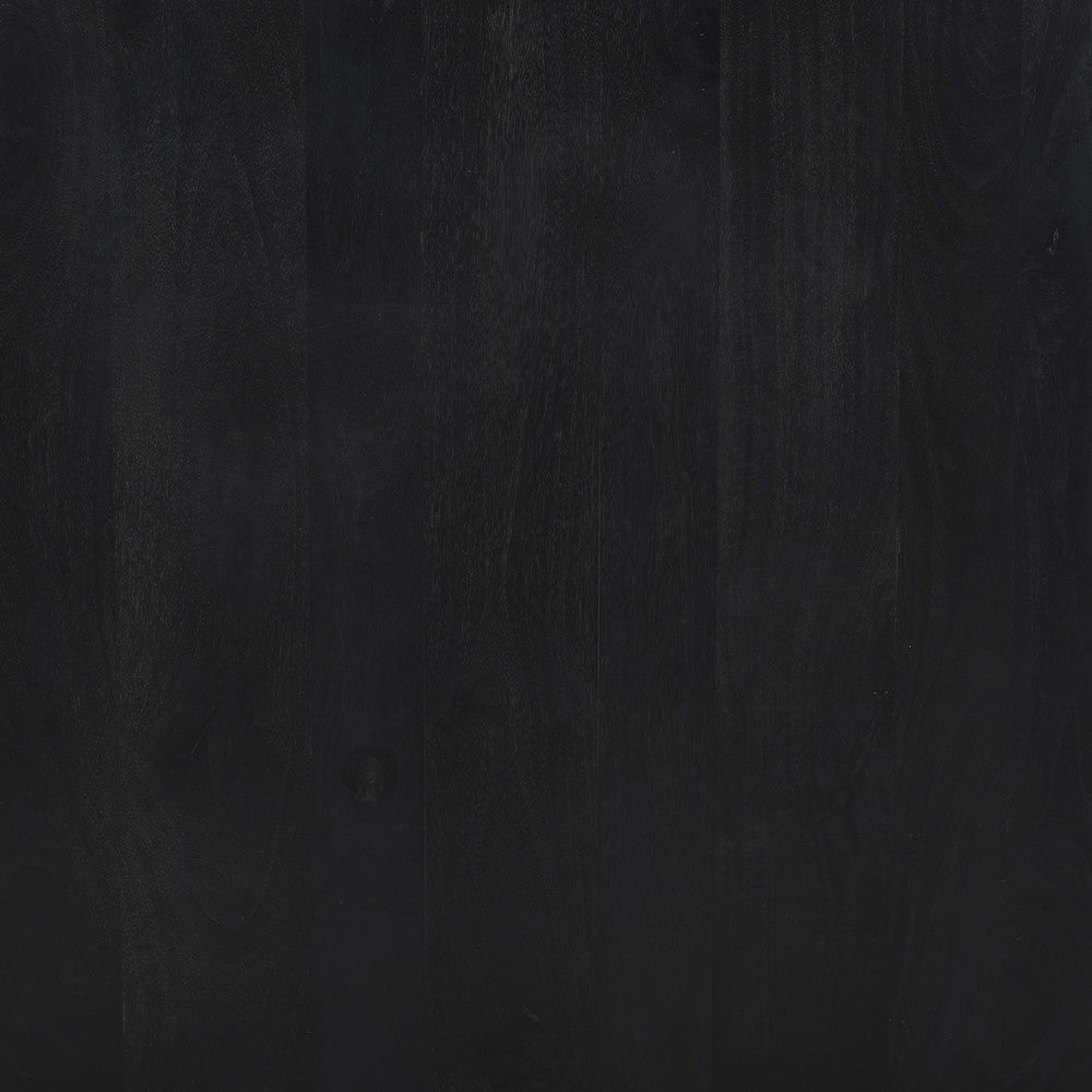 Joanie Coffee Table | 36" Square Top | Handcrafted Matte Black Mango Wood | Rounded Drum Base By The Urban Port