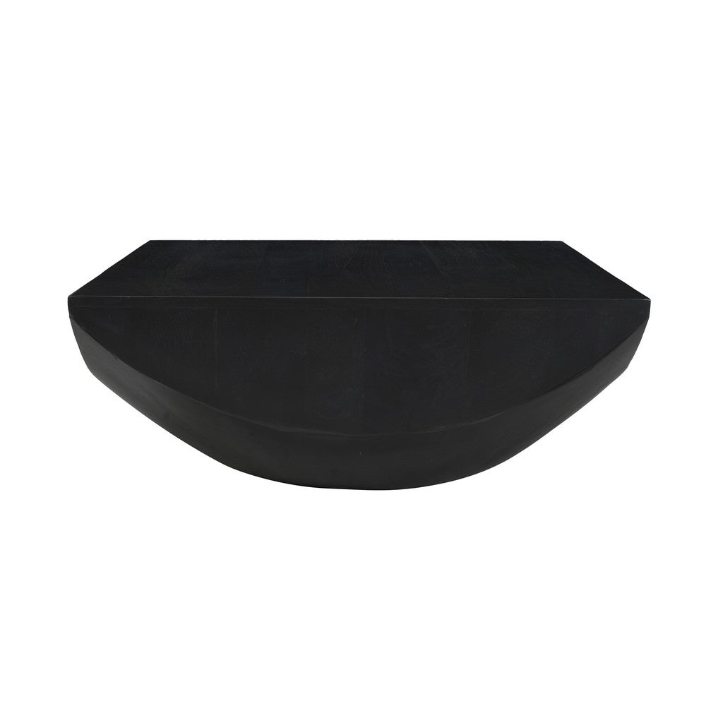 Joanie Coffee Table | 36" Square Top | Handcrafted Matte Black Mango Wood | Rounded Drum Base By The Urban Port