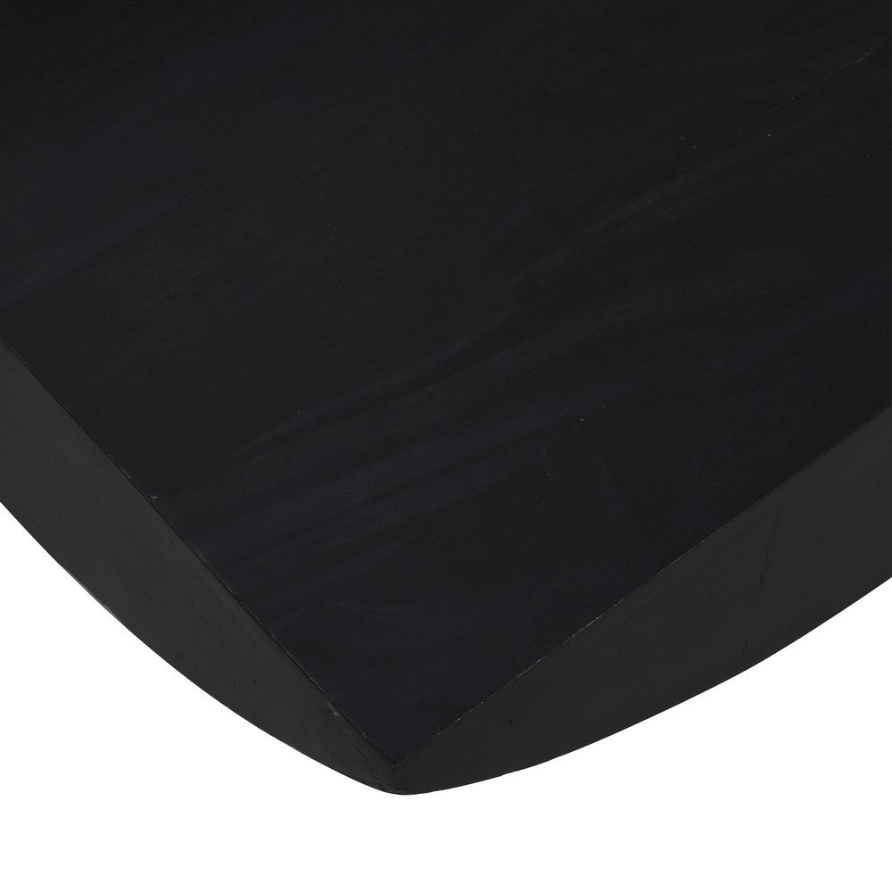Joanie Coffee Table | 36" Square Top | Handcrafted Matte Black Mango Wood | Rounded Drum Base By The Urban Port